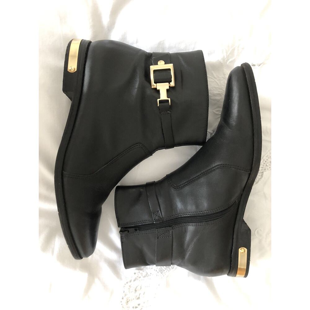 Wirth Black Leather Chelsea Boots With Gold Hardware! WMS 38 US 8